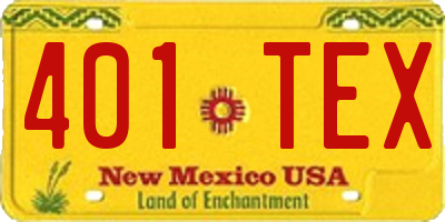 NM license plate 401TEX