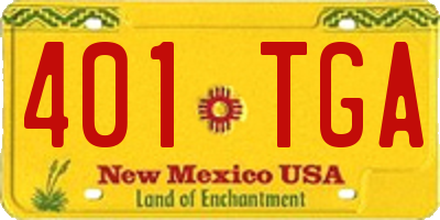 NM license plate 401TGA