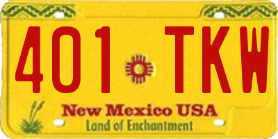 NM license plate 401TKW