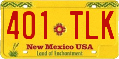 NM license plate 401TLK