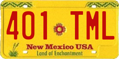 NM license plate 401TML
