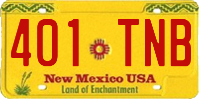 NM license plate 401TNB