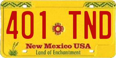 NM license plate 401TND