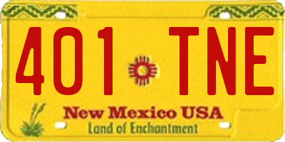 NM license plate 401TNE