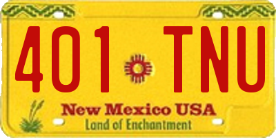 NM license plate 401TNU