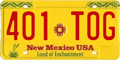 NM license plate 401TOG