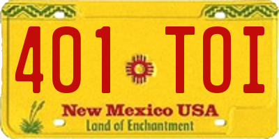 NM license plate 401TOI