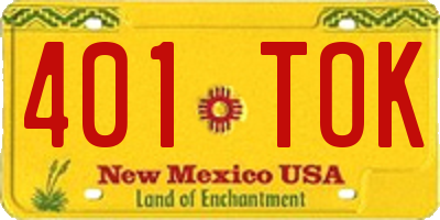 NM license plate 401TOK