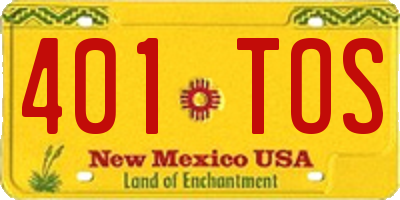 NM license plate 401TOS