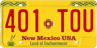 NM license plate 401TOU