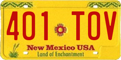 NM license plate 401TOV