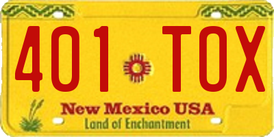 NM license plate 401TOX