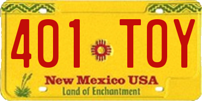 NM license plate 401TOY