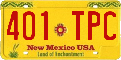 NM license plate 401TPC