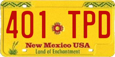 NM license plate 401TPD