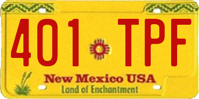 NM license plate 401TPF