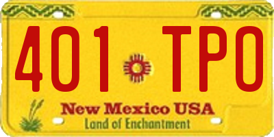 NM license plate 401TPO
