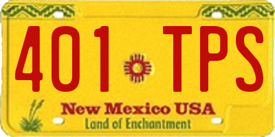 NM license plate 401TPS