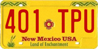NM license plate 401TPU