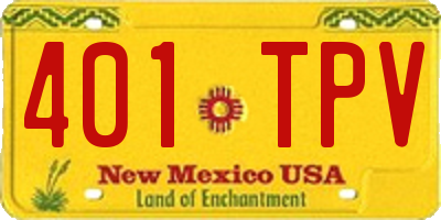 NM license plate 401TPV