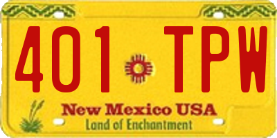 NM license plate 401TPW