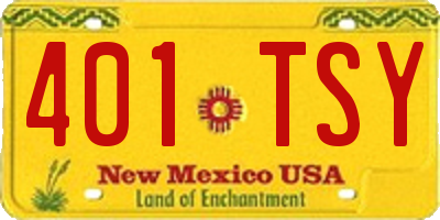 NM license plate 401TSY