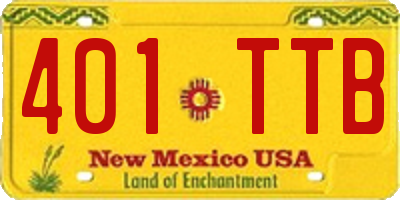 NM license plate 401TTB