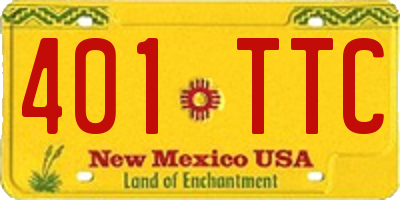NM license plate 401TTC