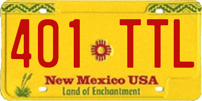NM license plate 401TTL