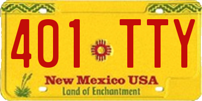 NM license plate 401TTY