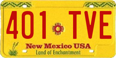 NM license plate 401TVE