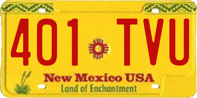 NM license plate 401TVU