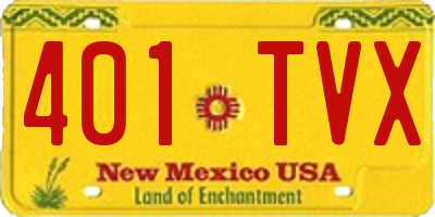 NM license plate 401TVX