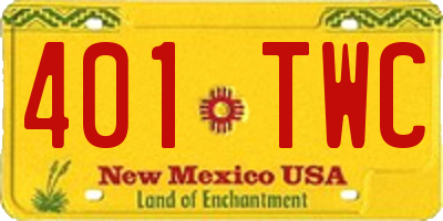 NM license plate 401TWC