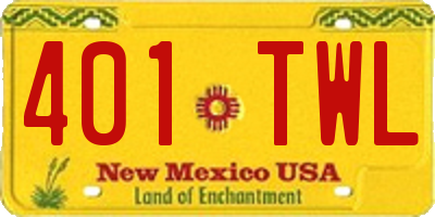 NM license plate 401TWL