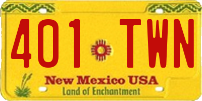 NM license plate 401TWN