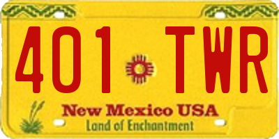 NM license plate 401TWR