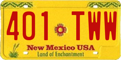 NM license plate 401TWW