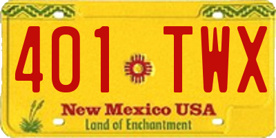 NM license plate 401TWX