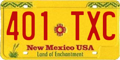 NM license plate 401TXC