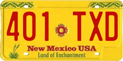 NM license plate 401TXD
