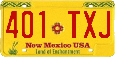 NM license plate 401TXJ