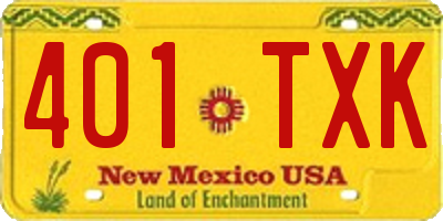 NM license plate 401TXK