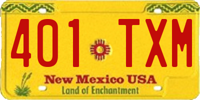 NM license plate 401TXM