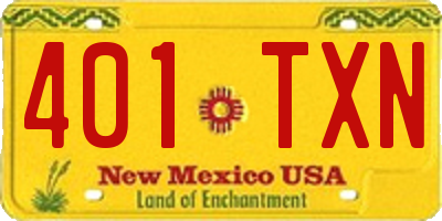 NM license plate 401TXN