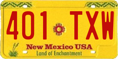 NM license plate 401TXW