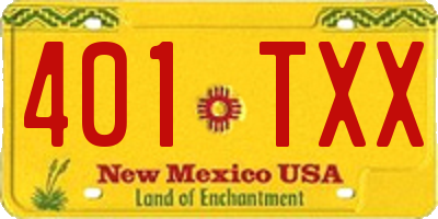 NM license plate 401TXX
