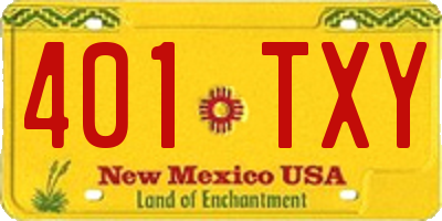 NM license plate 401TXY