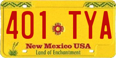 NM license plate 401TYA