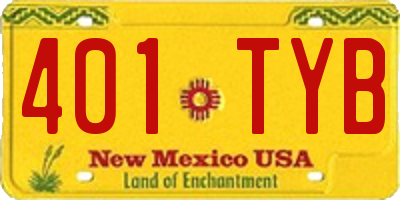 NM license plate 401TYB